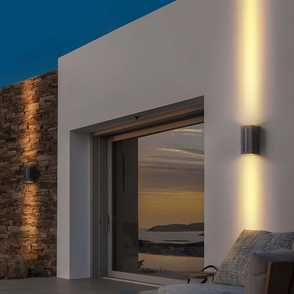 Up Down Outdoor Wall Light, Stainless Steel Waterproof LED Sconce for Facades and Garden Walls, Solar or Hardwired Beam Options