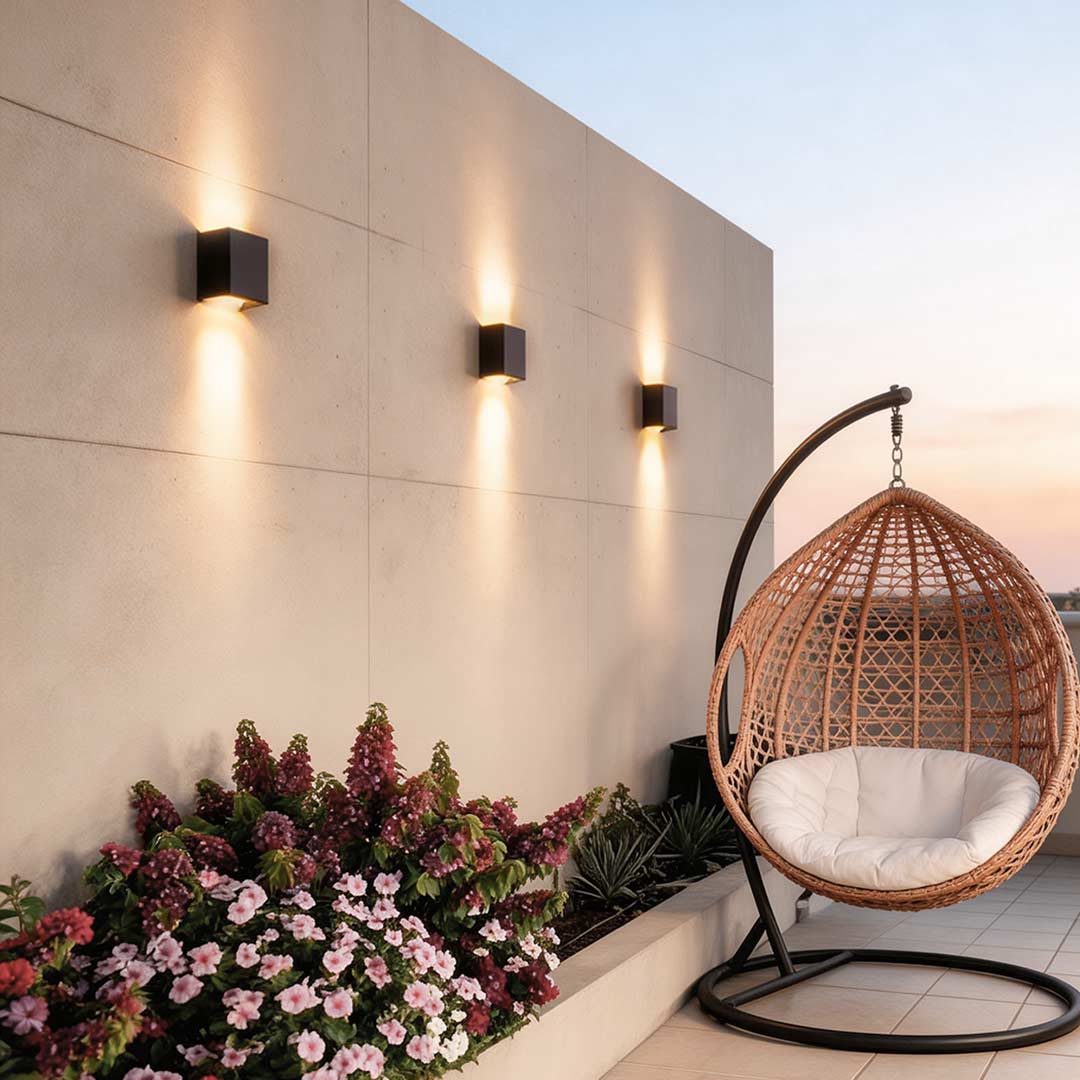 Black Outdoor Wall Light, Minimalist Die-Cast Aluminum Up and Down LED Sconce for Porch and Exterior Walls, Weather Resistant
