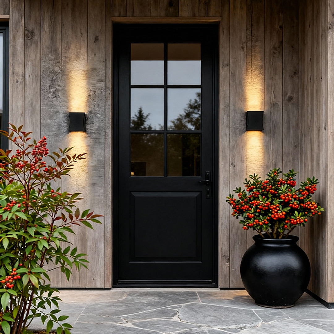 Black Outdoor Wall Light, Minimalist Die-Cast Aluminum Up and Down LED Sconce for Porch and Exterior Walls, Weather Resistant