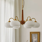 Walnut and brass chandelier in a vintage themed room