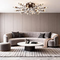 Brass branch crystal chandelier shown as a modern lighting design