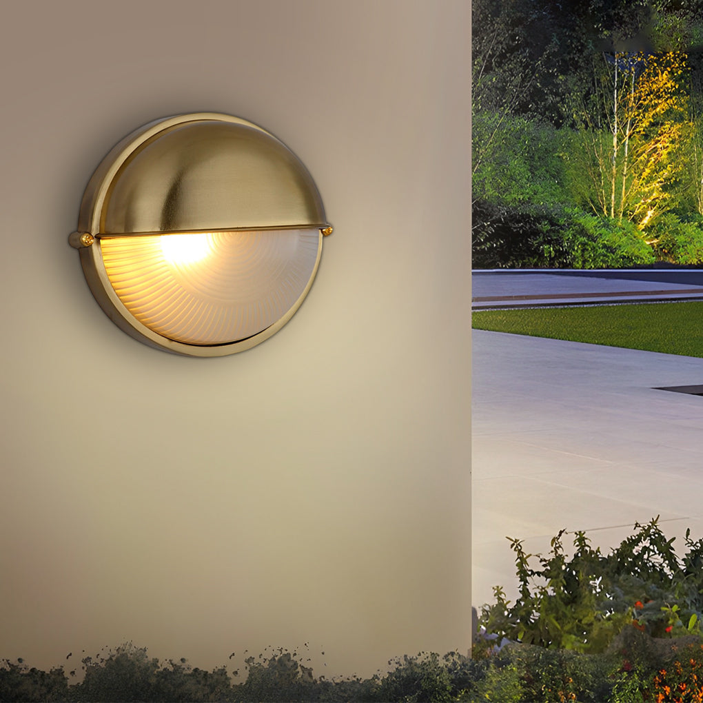 Bulkhead Wall Light, Retro Industrial Die-Cast Aluminum Waterproof Sconce for Entry and Garden Walls, IP65 in Cement Gray or Gold