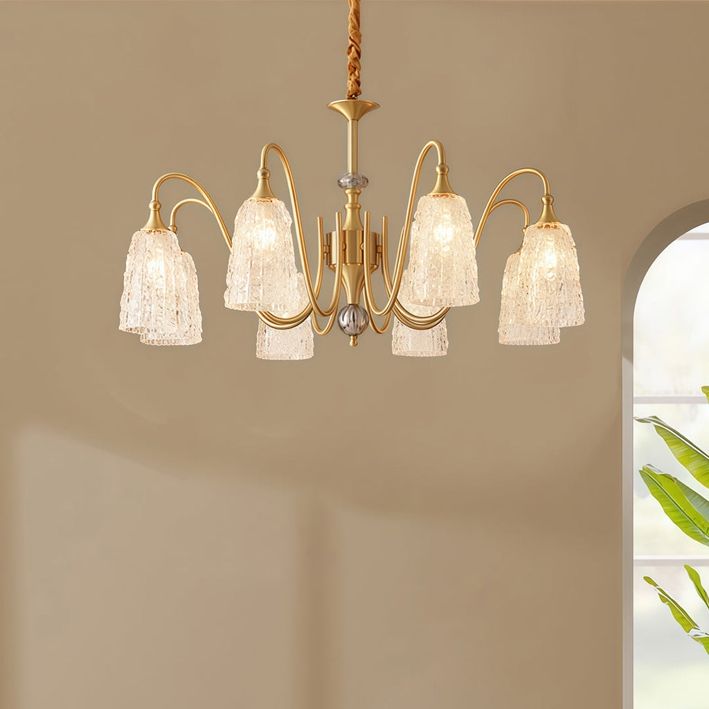 Vintage brass chandelier hanging in a classic elegant home