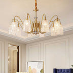 Vintage brass chandelier with intricate crystal detail