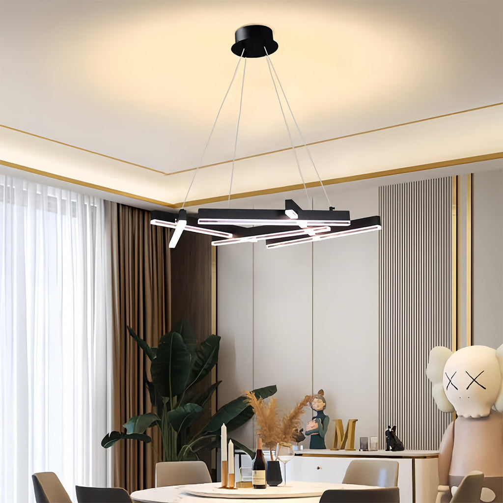 Branch Chandelier, Matte Black Aluminum LED Ceiling Light for Dining Room, Dimmable