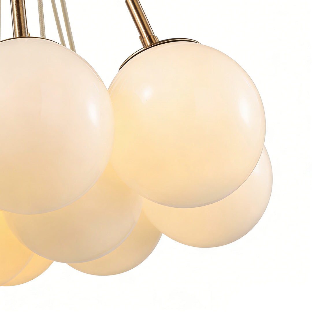 Bubble Glass Chandelier, Gold Metal and Clear Glass Globe Ceiling Light for Dining Room