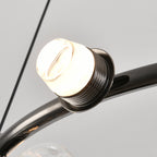 Close-up of an LED glass sphere on the chandelier