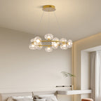 Bubble chandelier giving ambient light in a living room