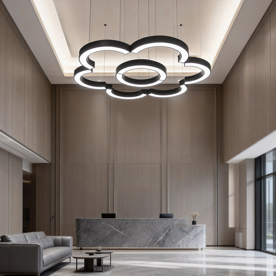 C-Shape LED Pendant Light Set of 2, Minimalist Arc Linear Hanging Lamp for Offices, Lobbies and Stairwells, Eight Diameters