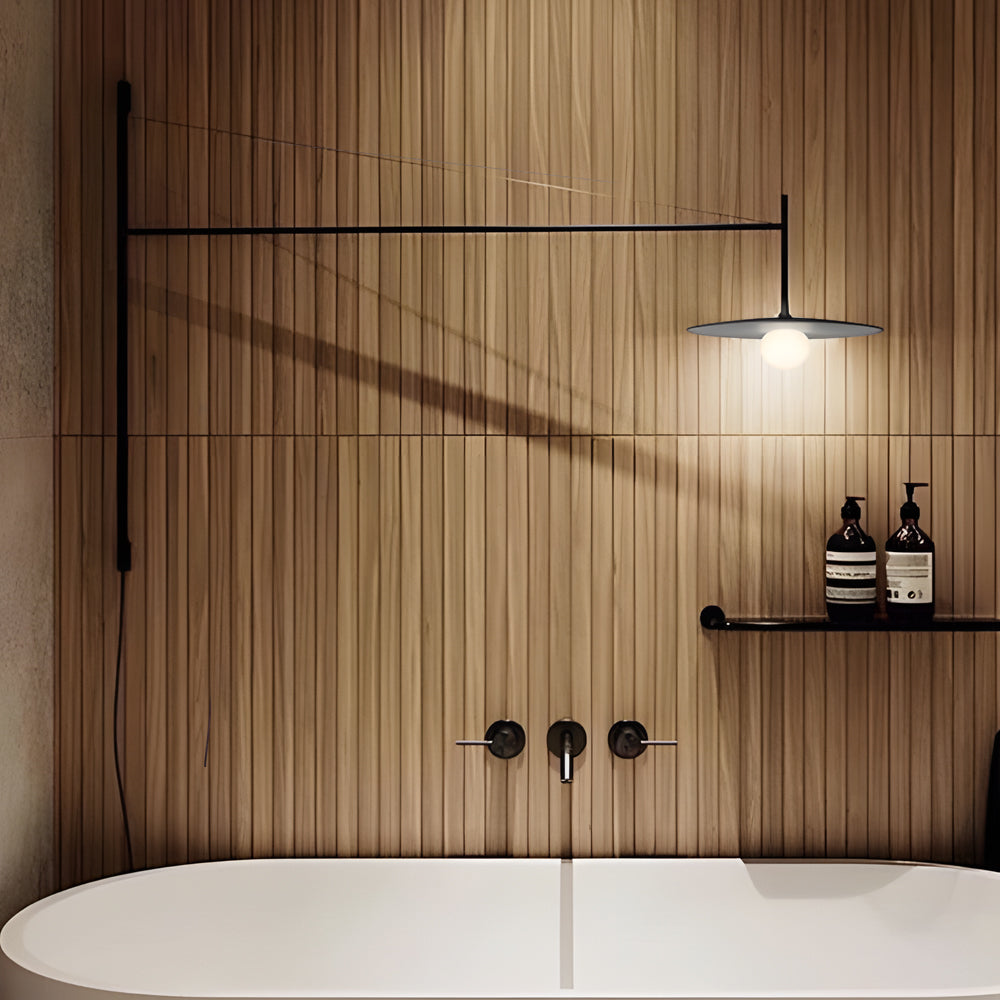 Cantilever Swing Arm Wall Lamp, Modern Minimalist Metal LED Reading Light for Bedrooms and Studios, Glass Shade in Three Shapes