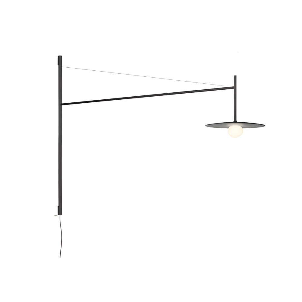 Cantilever wall lamp fitted with a black metal shade