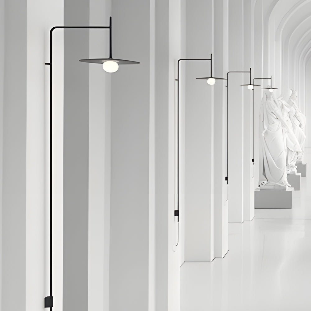 Cantilever Swing Arm Wall Lamp, Modern Minimalist Metal LED Reading Light for Bedrooms and Studios, Glass Shade in Three Shapes