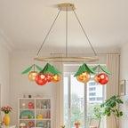 Cherry chandelier as the focal point of a dining room