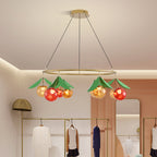 Cherry chandelier giving ambient light in a kitchen