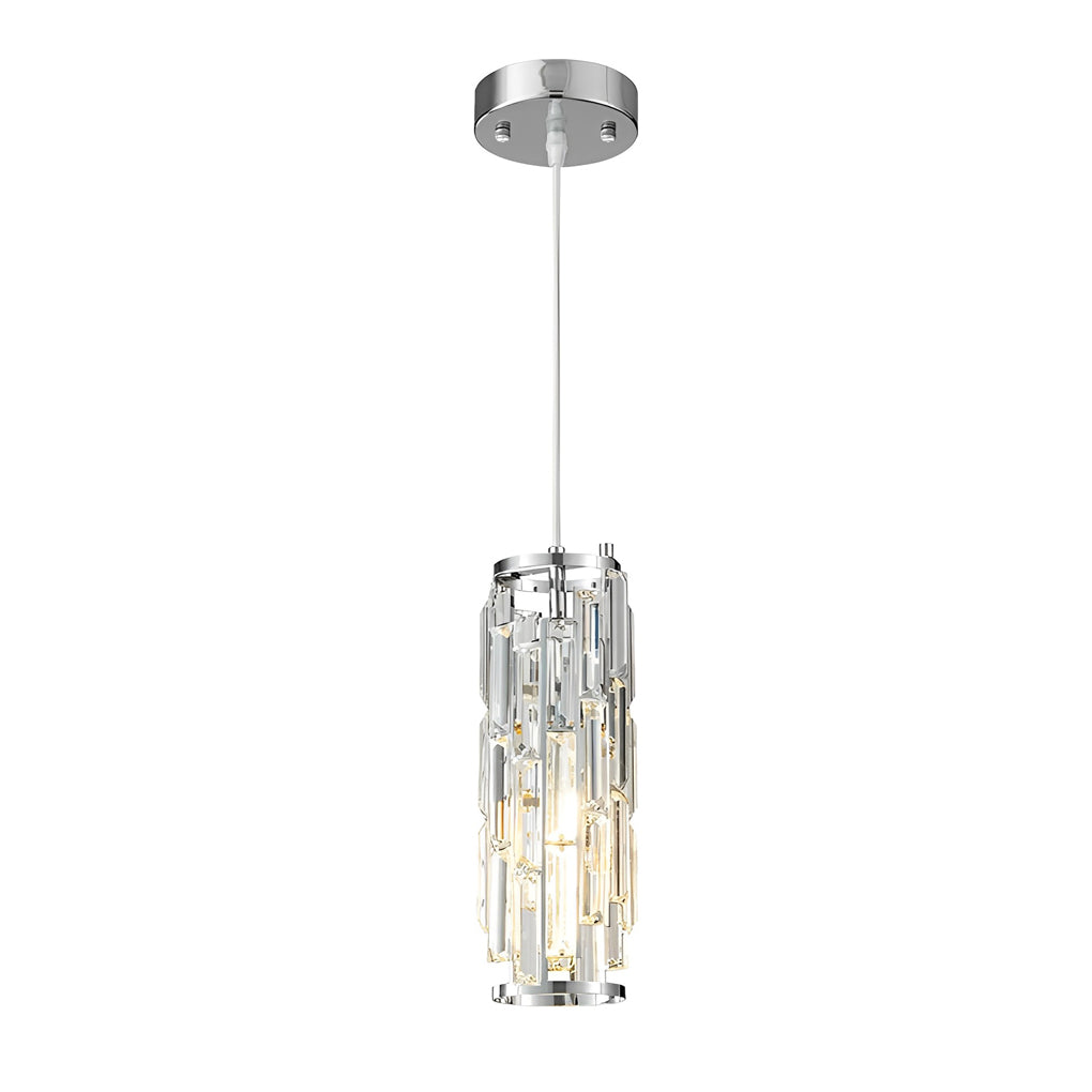 Mini Crystal Pendant Light, Industrial Iron and Crystal Glass Hanging Light for Kitchen Island and Bar, 1 or 3-Light in Black, Gold or Chrome