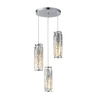 Chrome three-light mini crystal pendant cluster, product view