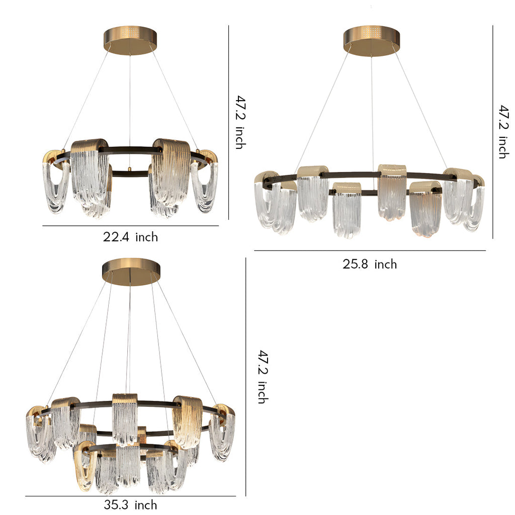 Gold and gray circular LED chandelier, fourth product view