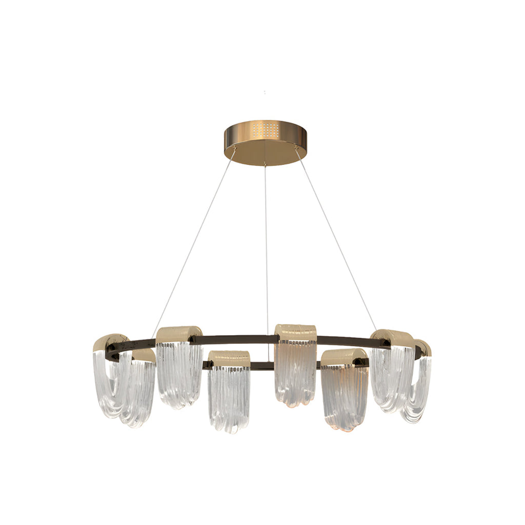 Gold and gray circular LED chandelier, second product view