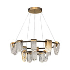 Gold and gray circular LED chandelier, third product view