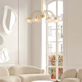 Flower glass chandelier hanging in a dining room