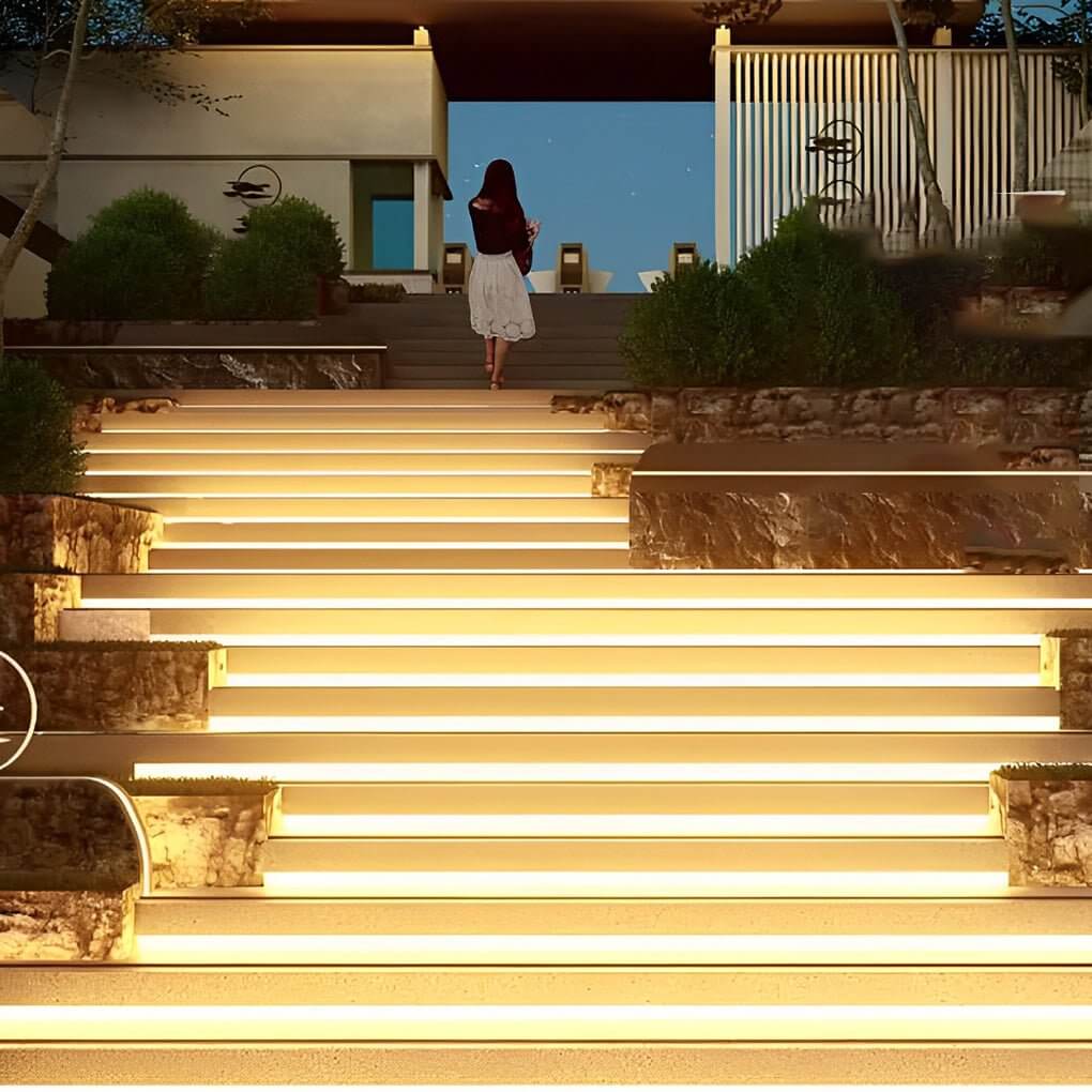 Outdoor LED Step Lighting Strip, Flexible Silicone Waterproof Light for Stairs and Pathways, Cuttable High-CRI Low Voltage
