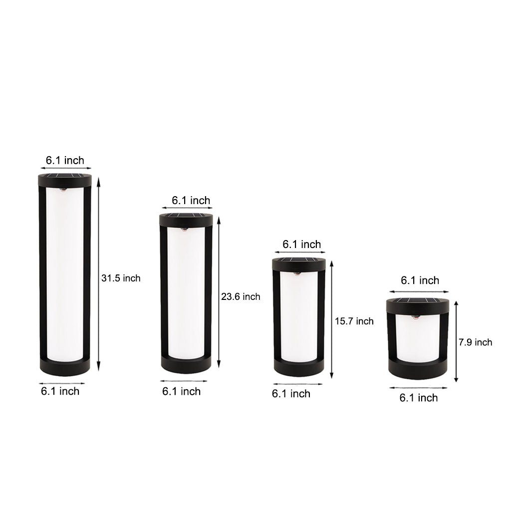 Black cylindrical LED bollard path light, sixth product view