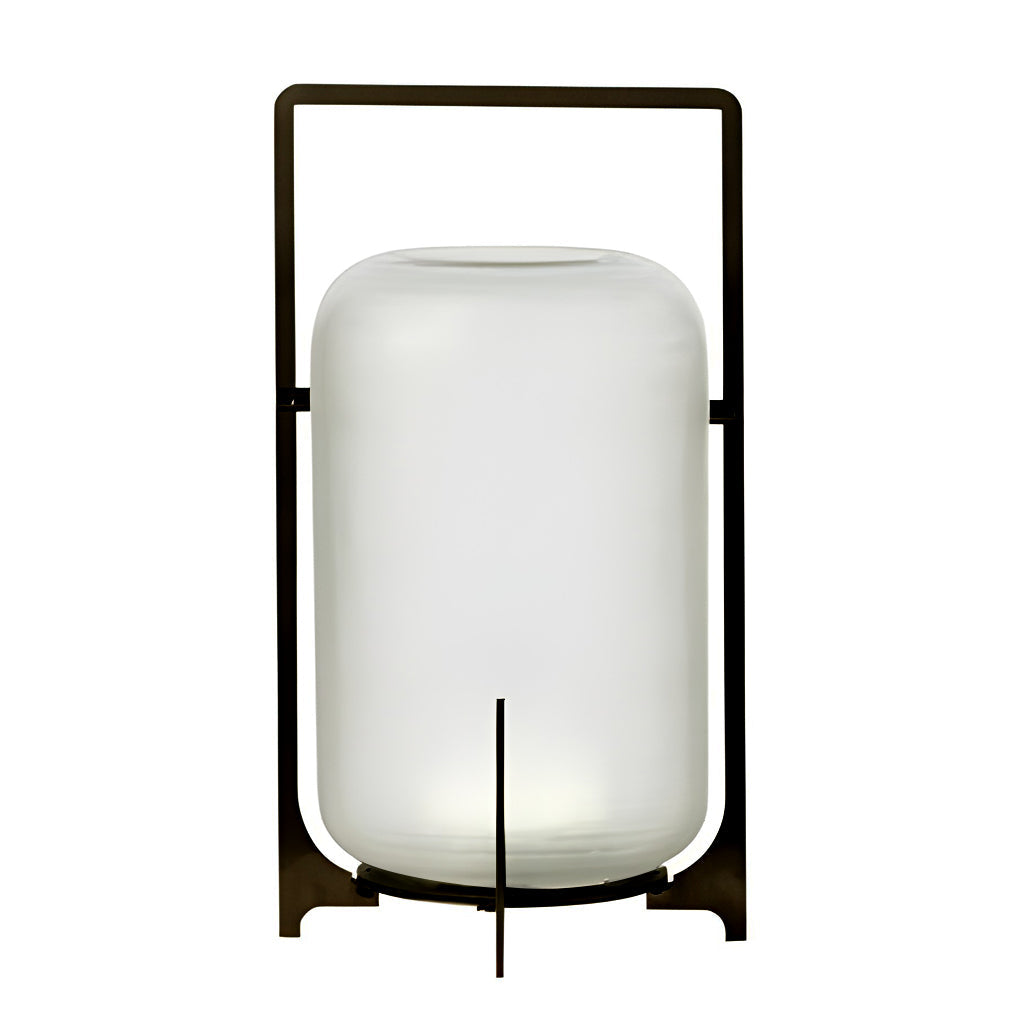 Modern Outdoor Lantern with Handle, Stainless Steel Waterproof LED Portable Light for Patio and Garden, Solar or USB Charging