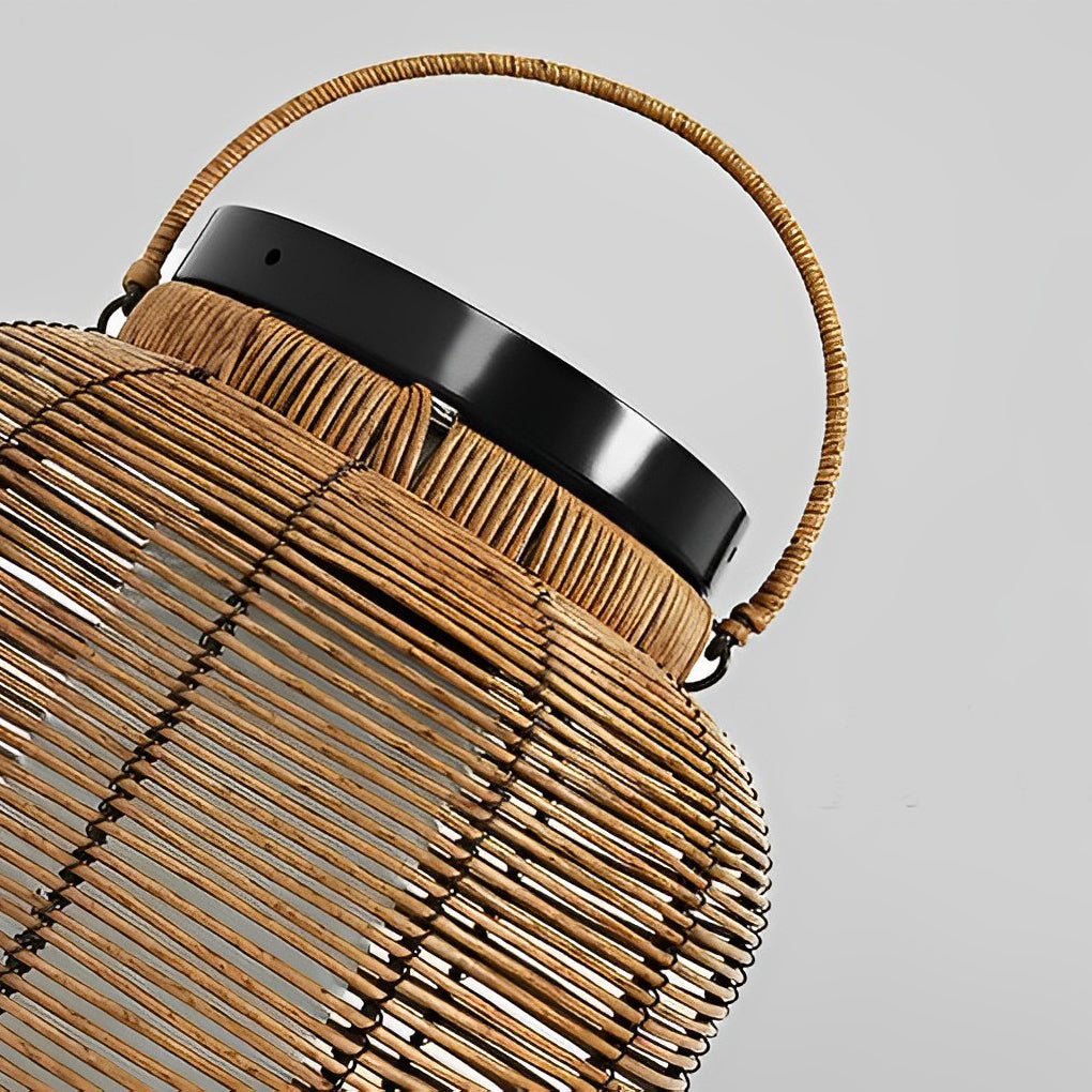 Solar Rattan Lantern, Hand-Woven Waterproof LED Outdoor Light for Patio and Garden, Up to 24-Hour Runtime