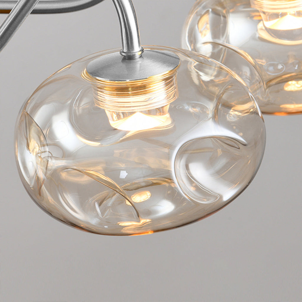 Close-up of a transparent glass orb shade