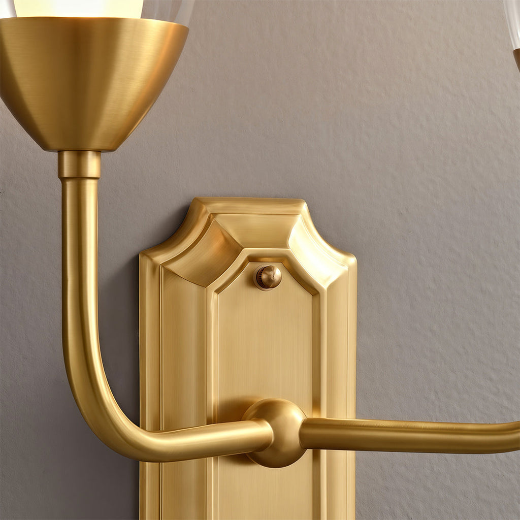 Close-up of the decorative brass backplate