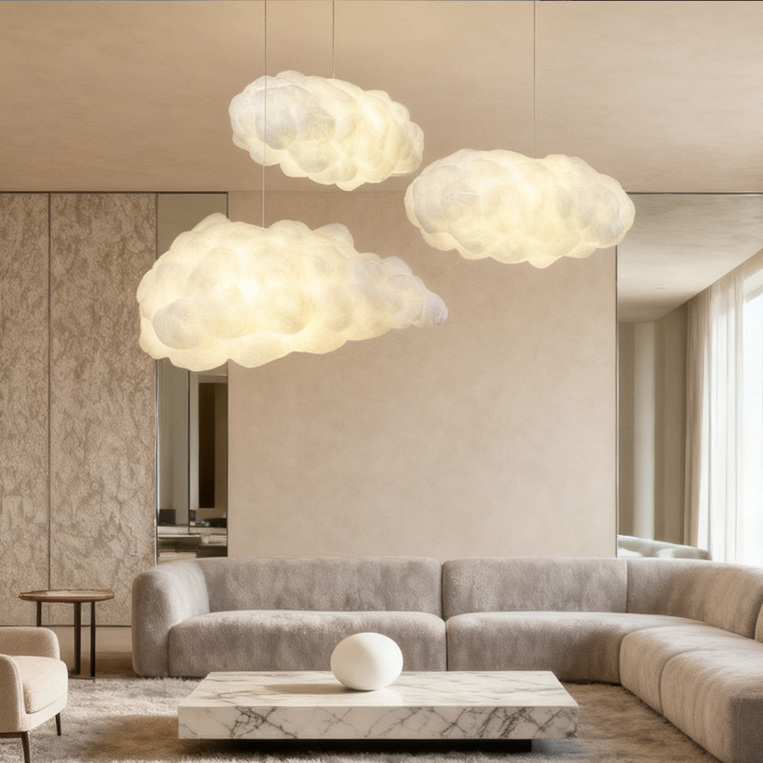 Cloud Pendant Light, Soft Fabric Modern Art Ceiling Fixture for Nurseries, Bedrooms and Playful Interiors, Seven Sizes