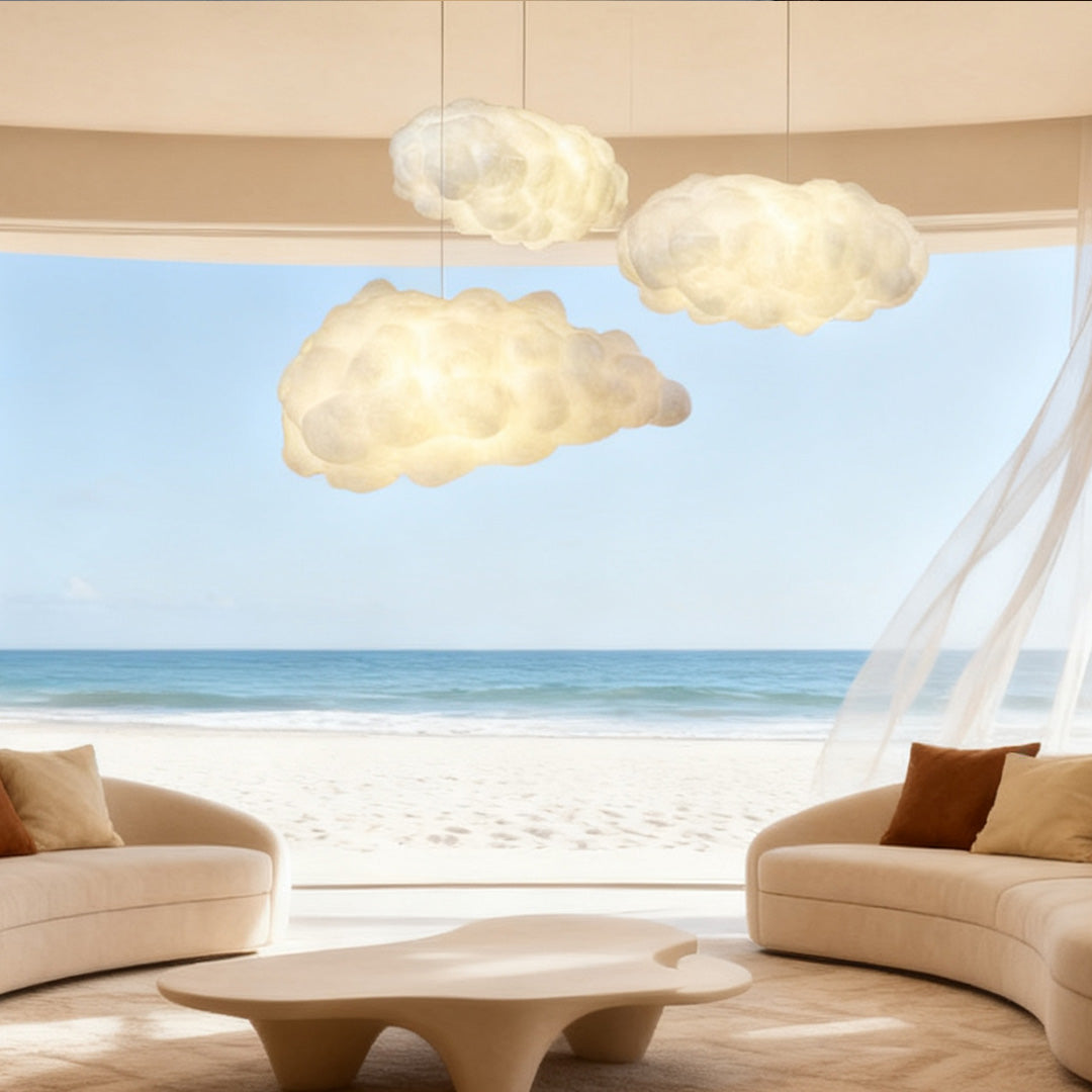 Cloud Pendant Light, Soft Fabric Modern Art Ceiling Fixture for Nurseries, Bedrooms and Playful Interiors, Seven Sizes