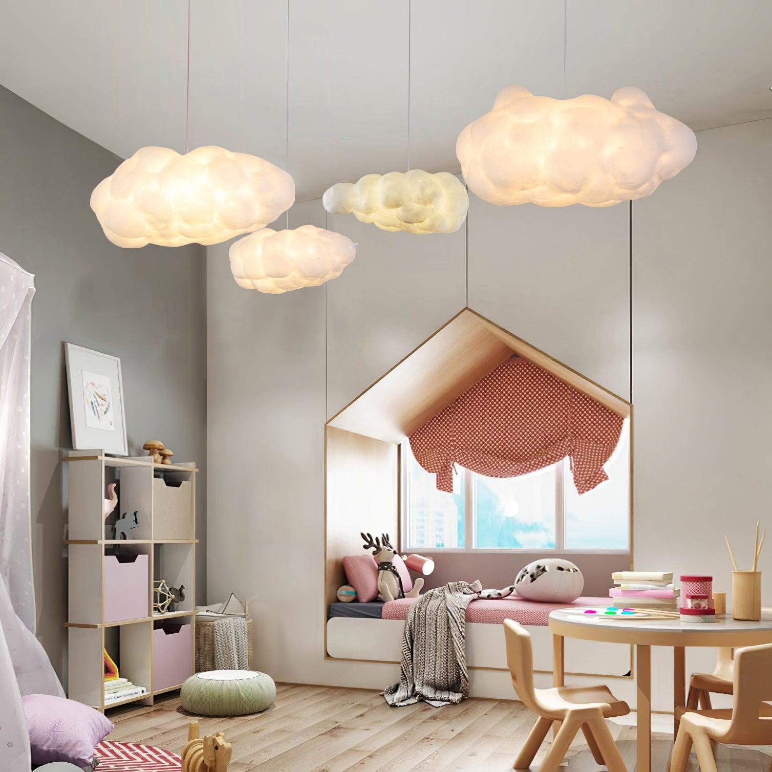 Cloud Pendant Light, Soft Fabric Modern Art Ceiling Fixture for Nurseries, Bedrooms and Playful Interiors, Seven Sizes