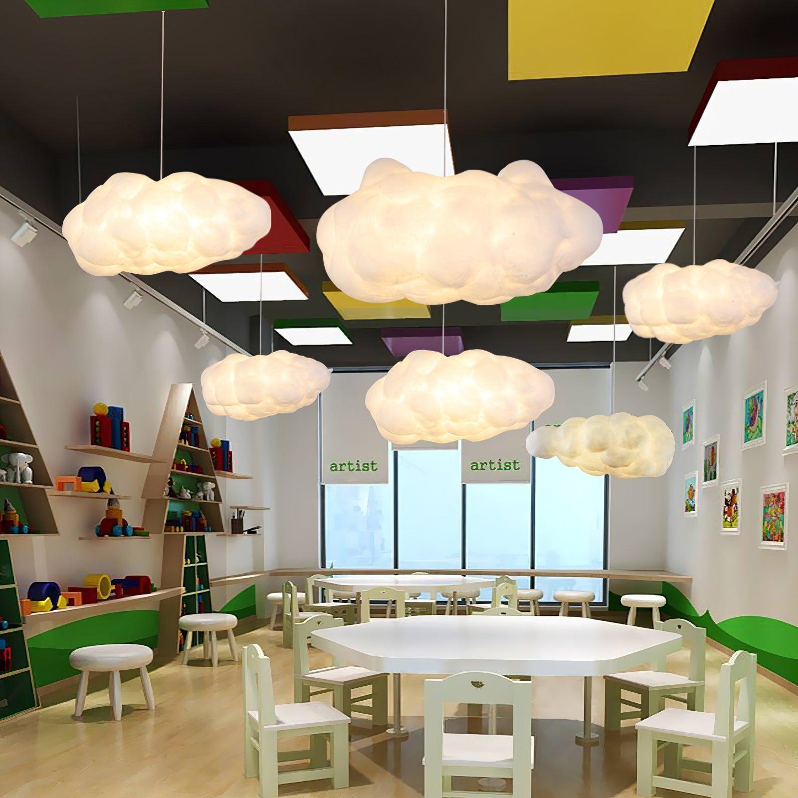 Cloud Pendant Light, Soft Fabric Modern Art Ceiling Fixture for Nurseries, Bedrooms and Playful Interiors, Seven Sizes