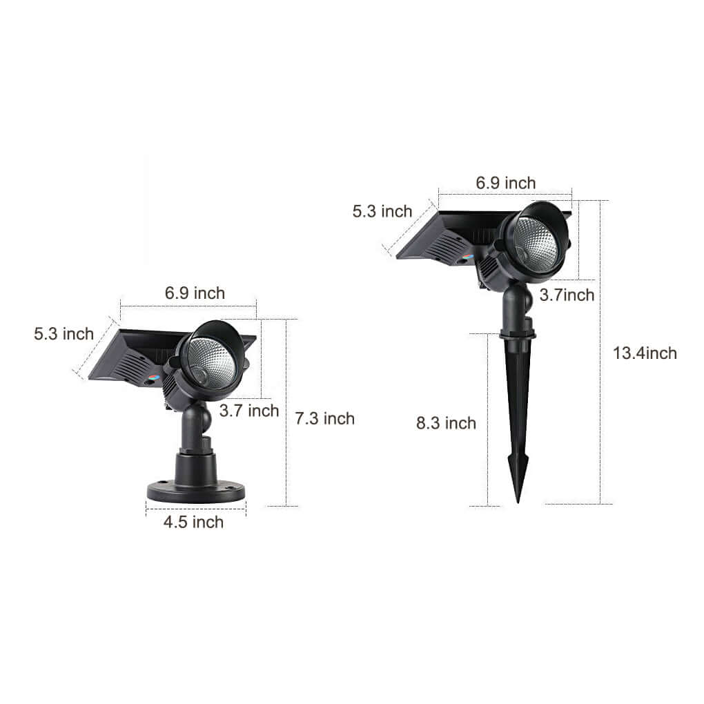 Solar Lawn Spot Light, Adjustable Aluminum Outdoor Spotlight for Trees and Garden Features, White, Warm White or RGB