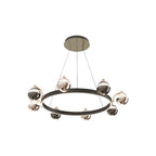 Contemporary ring chandelier with spherical glass shades