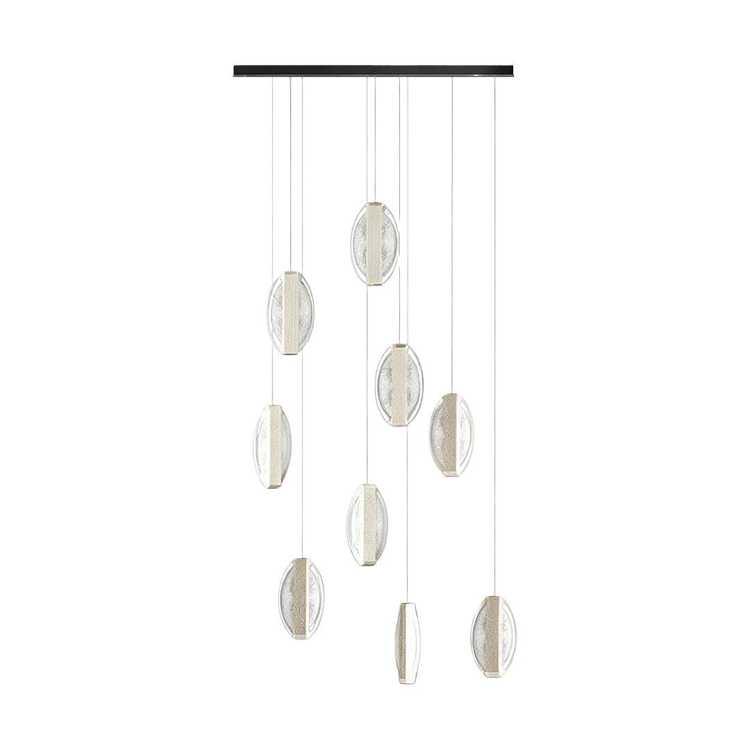 Clustered oval loops cascading down from the ceiling