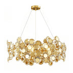 Round chandelier densely set with floral crystal