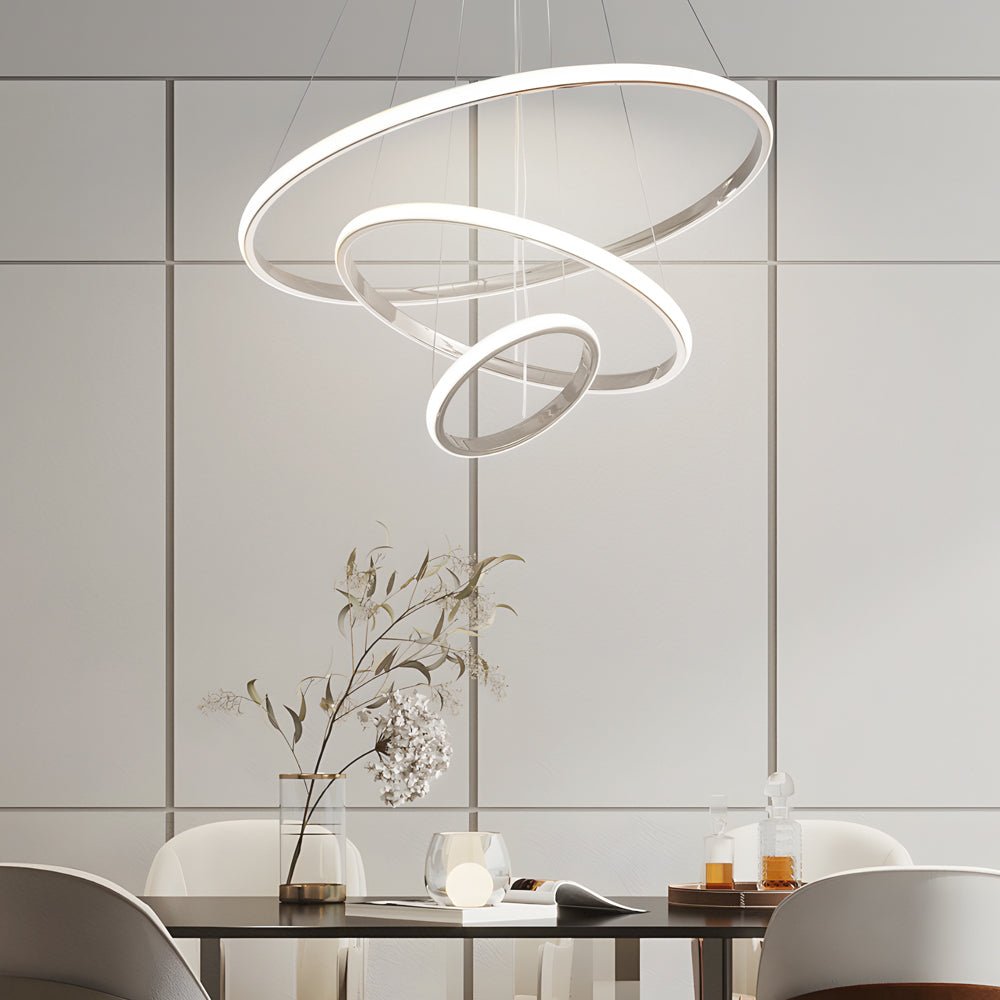 Chrome tiered ring chandelier, sixth product view