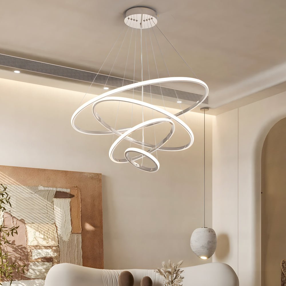 Chrome tiered ring chandelier, main product view