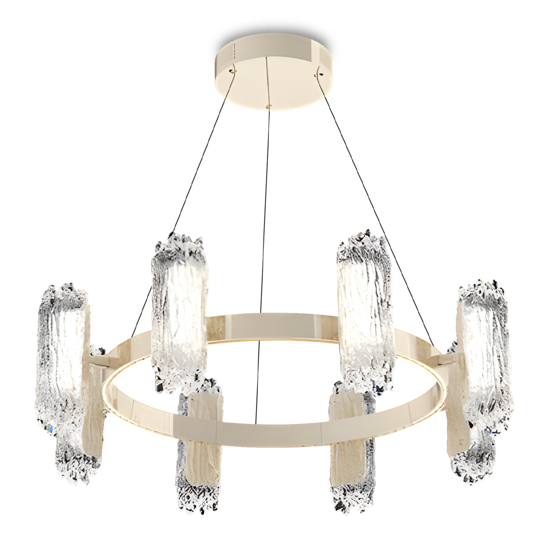 Contemporary dual ring brass chandelier, product view