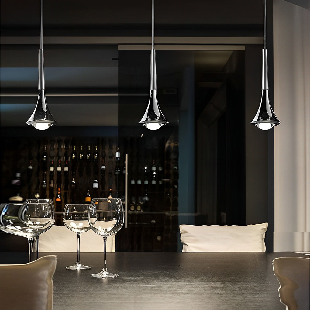 Teardrop Mini Pendant Light, Contemporary Metal Hanging Ceiling Lamp for Kitchen Islands and Bedsides, Three Finishes