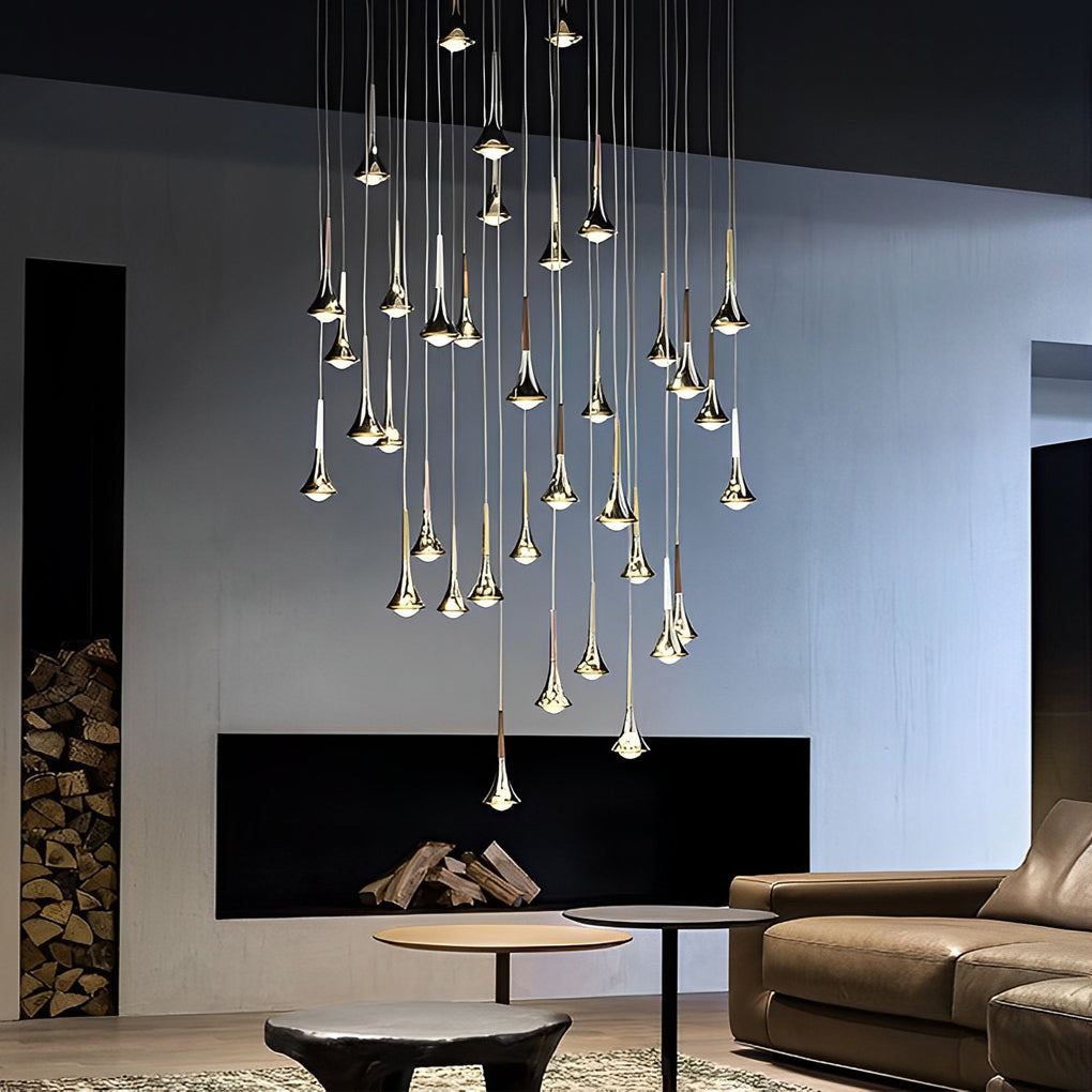 Teardrop Mini Pendant Light, Contemporary Metal Hanging Ceiling Lamp for Kitchen Islands and Bedsides, Three Finishes