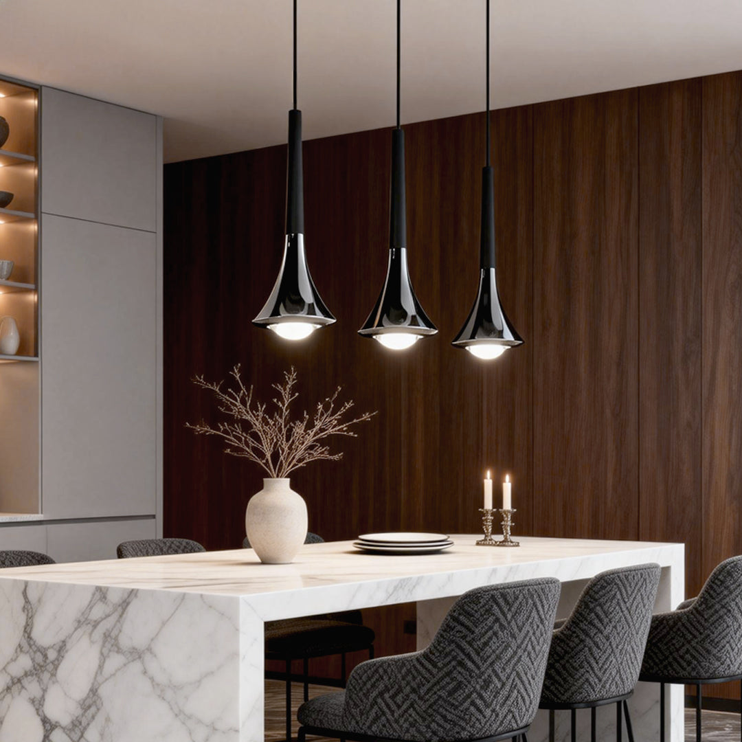 Teardrop Mini Pendant Light, Contemporary Metal Hanging Ceiling Lamp for Kitchen Islands and Bedsides, Three Finishes