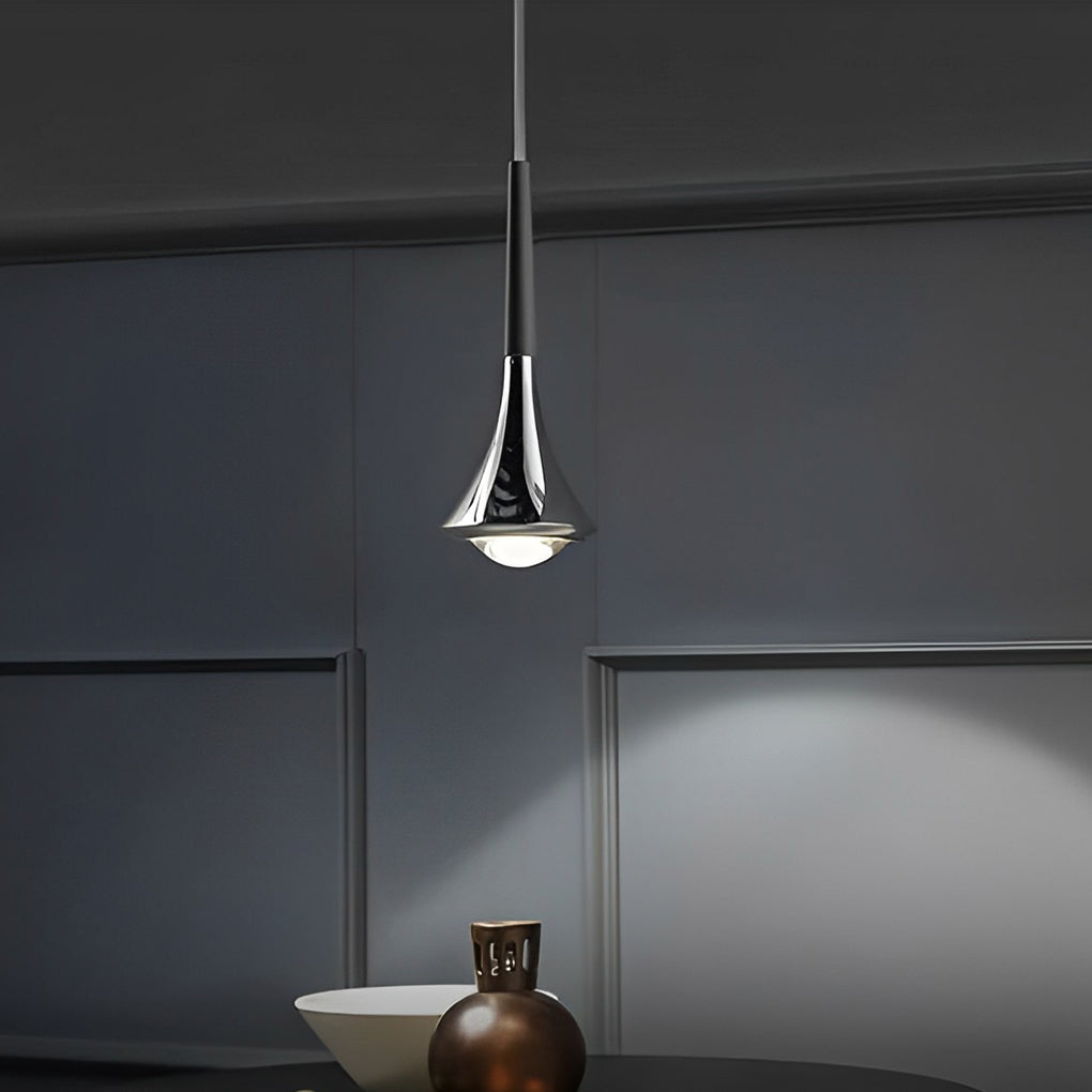 Teardrop Mini Pendant Light, Contemporary Metal Hanging Ceiling Lamp for Kitchen Islands and Bedsides, Three Finishes