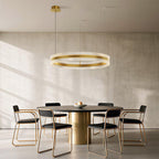 Dual ring chandelier adding sophistication to a dining room