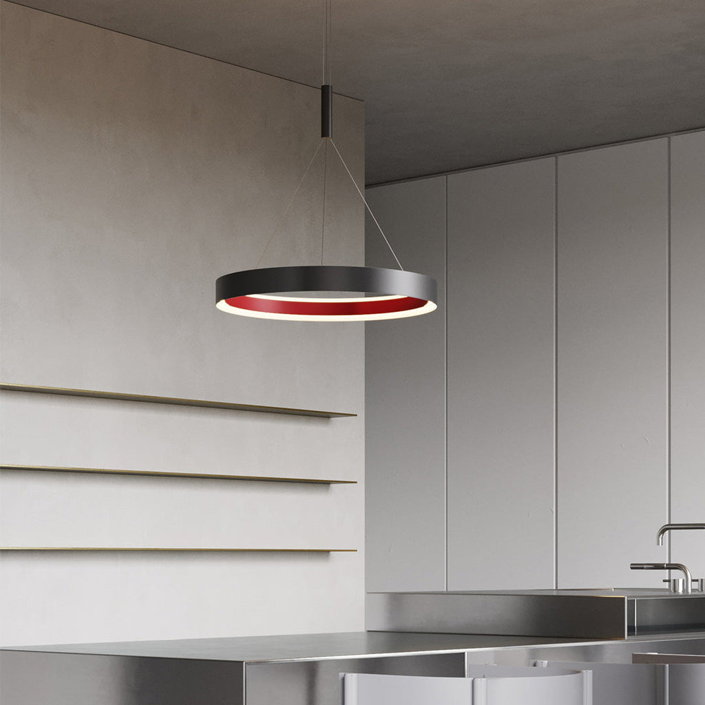 Ring Chandelier, Iron and Aluminum Minimalist LED Ceiling Light for Living Room, Warm 3000K