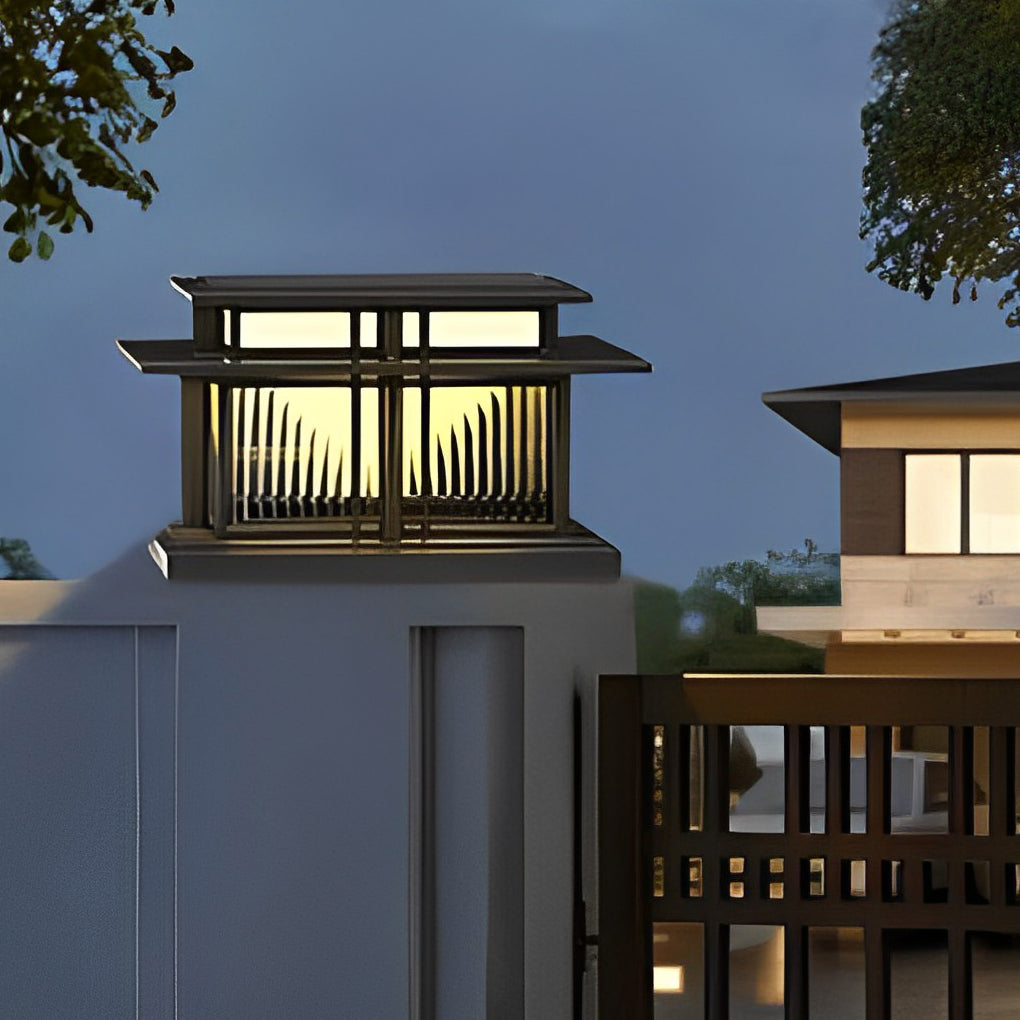 Porch Pillar Light, Stainless Steel and Copper LED Post Cap Lamp for Gate Columns and Fence Posts, Solar or Hardwired IP65 Rated