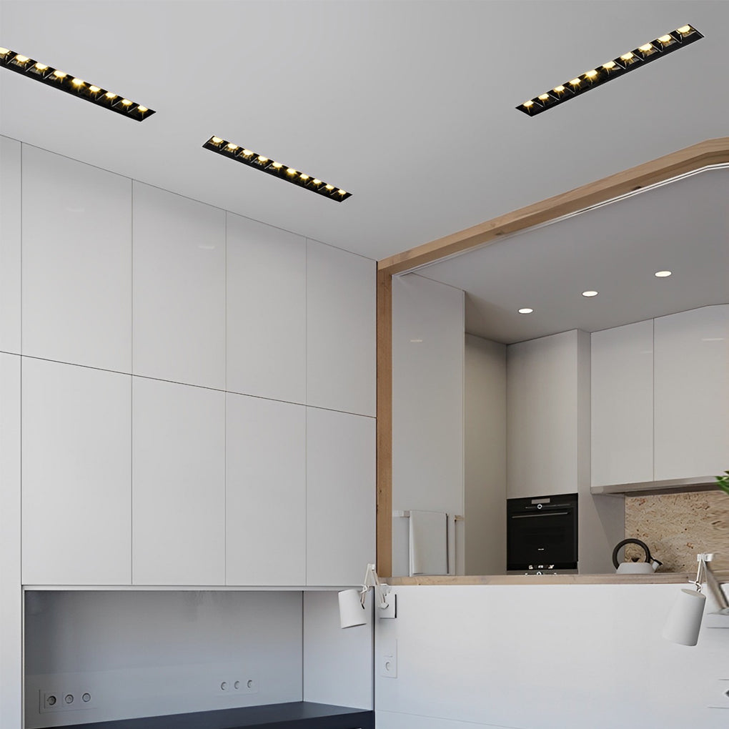 LED Linear Recessed Downlight, Borderless Aluminum Embedded Spot Ceiling Light for Minimalist Interiors, Frameless Trim