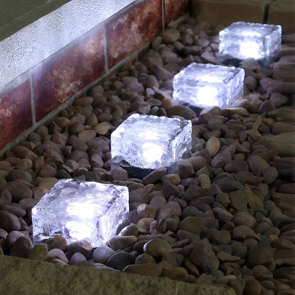 Solar Ice Cube Lights, Crystal-Look Outdoor Step and Path Lights for Decks, Gardens and Pool Surrounds, Sets of 4 to 30
